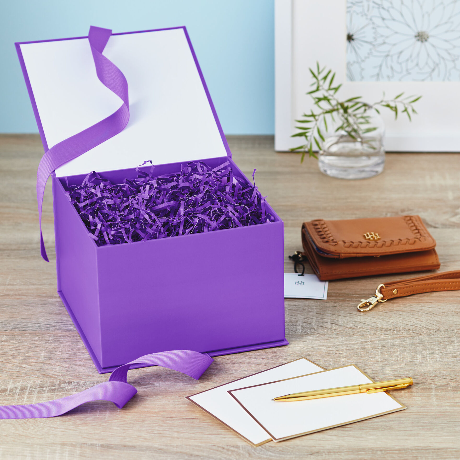 Bright Purple 5x7 Large Gift Box With Shredded Paper Filler Gift Boxes Hallmark