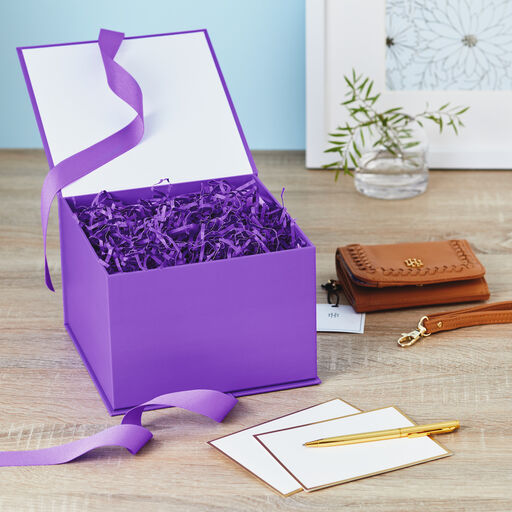 Bright Purple 5x7 Large Gift Box With Shredded Paper Filler, 