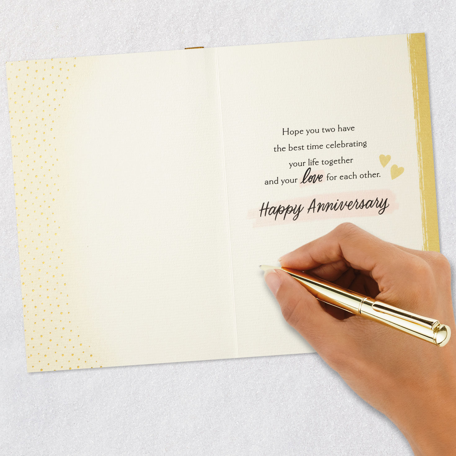 Gold and Ivory Anniversary Card for Couple Signing card image number 6