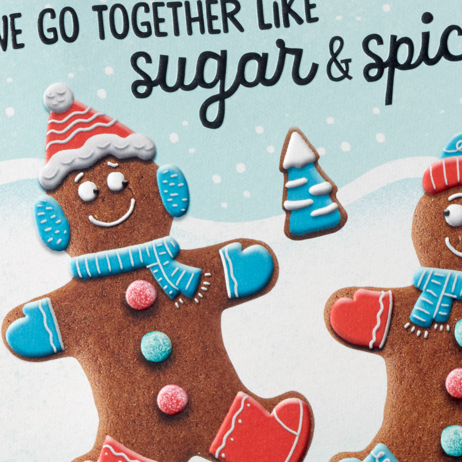 Gingerbread Couple Funny Romantic Christmas Card Card Front Detail image number 5
