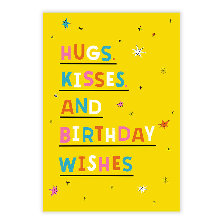 Hugs Kisses Wishes Personalized Birthday Card front image number 2