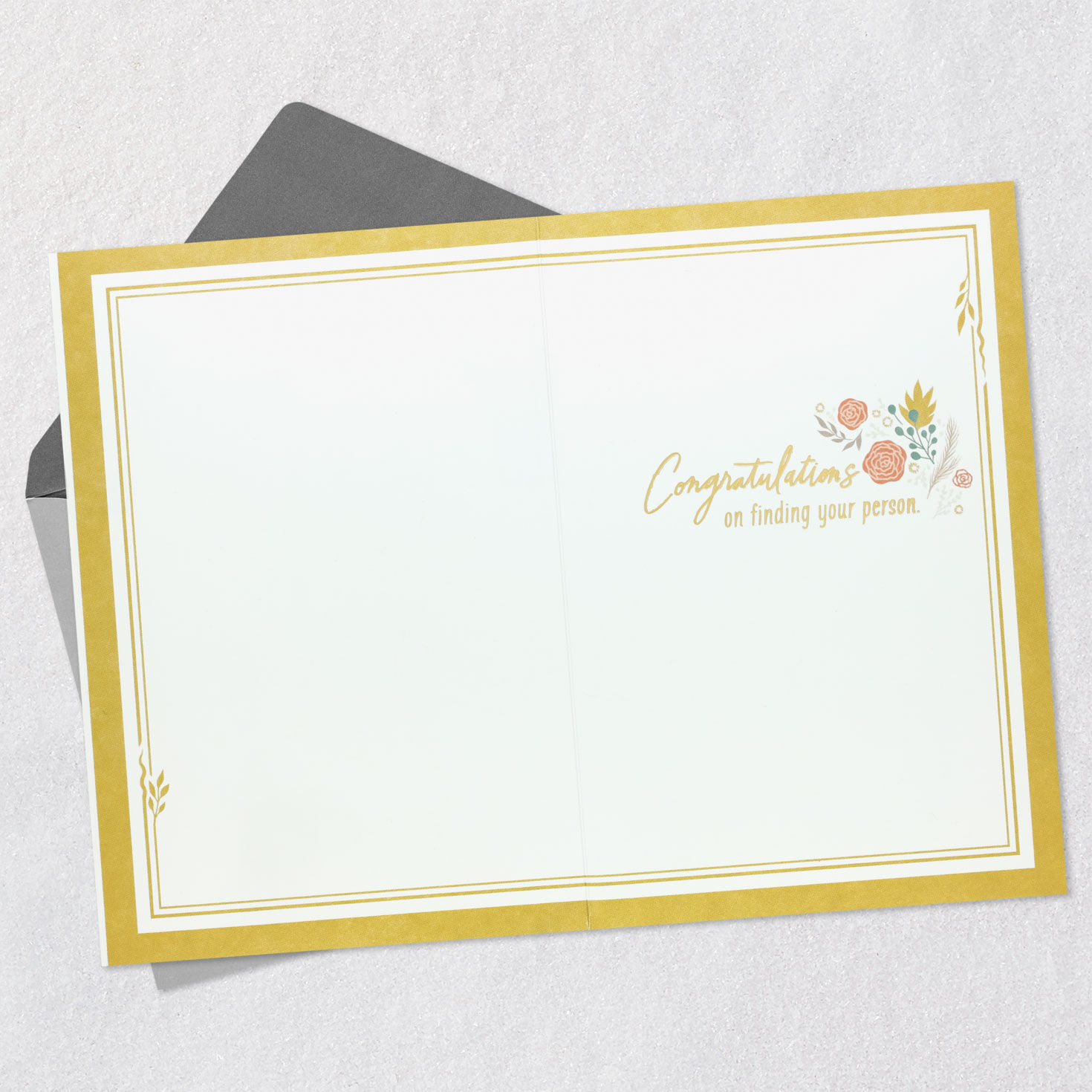 Floral Arch and Hearts Wedding Congratulations Card Open card with envelope image number 3