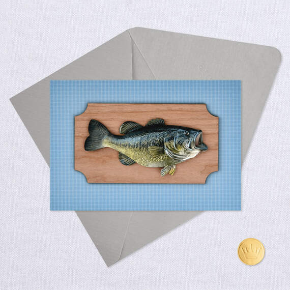 Bass on Wooden Plaque Birthday Card