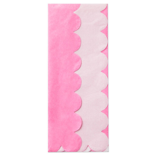 Pink and White 2-Pack Scalloped Tissue Paper, 4 sheets, Pink & White