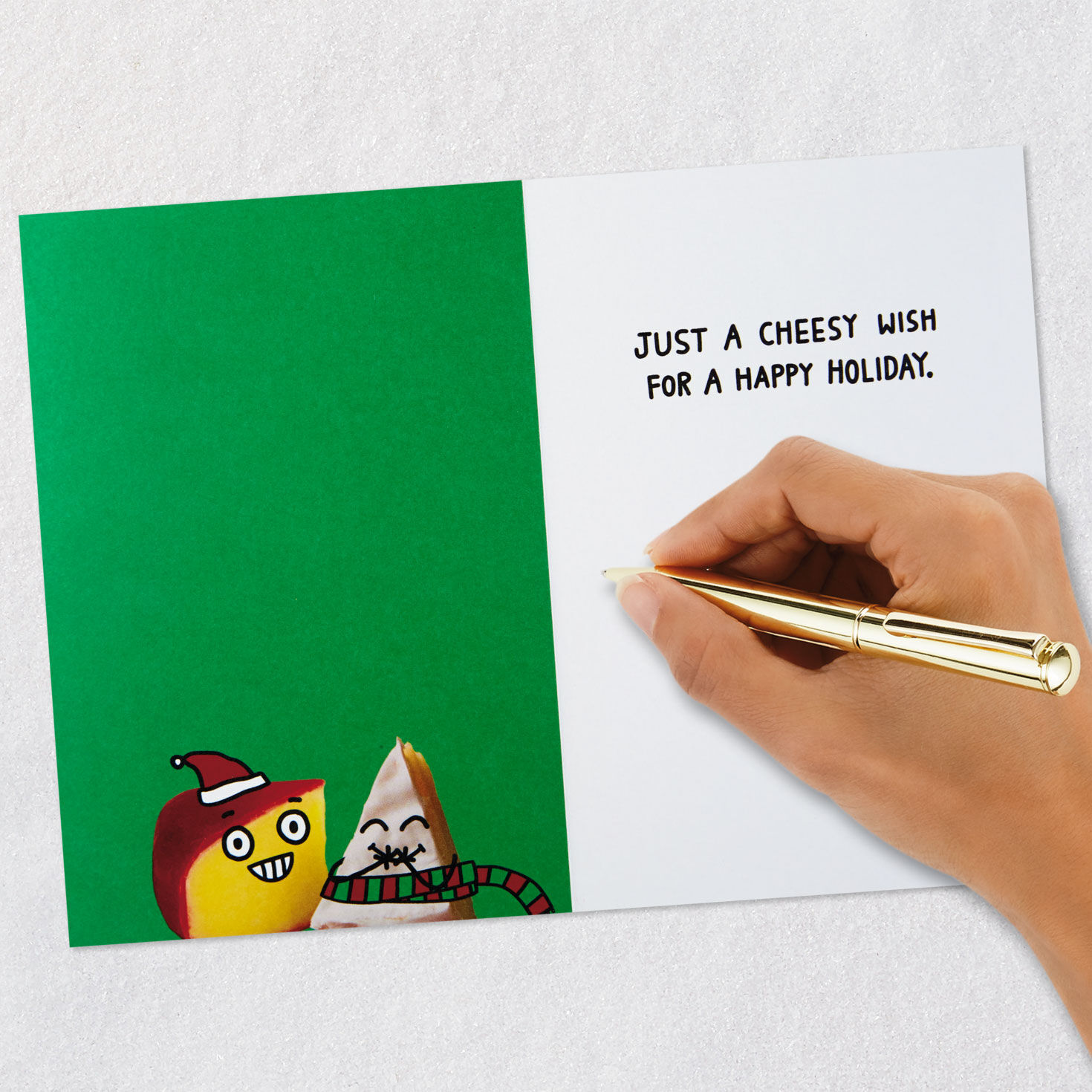 Cartoon Cheese Puns Funny Christmas Card Signing card image number 6