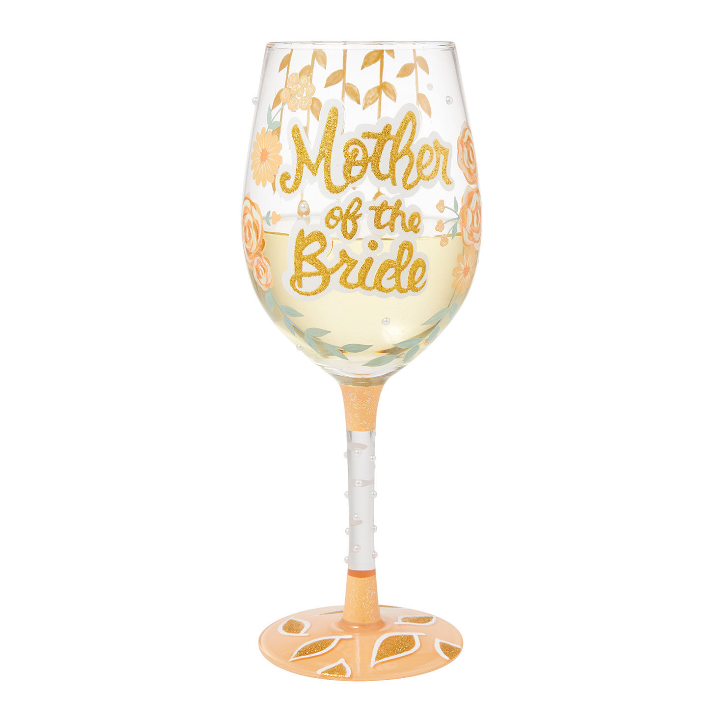 Peach Roses Mother of the Bride Lolita Wine Glass  image number 2