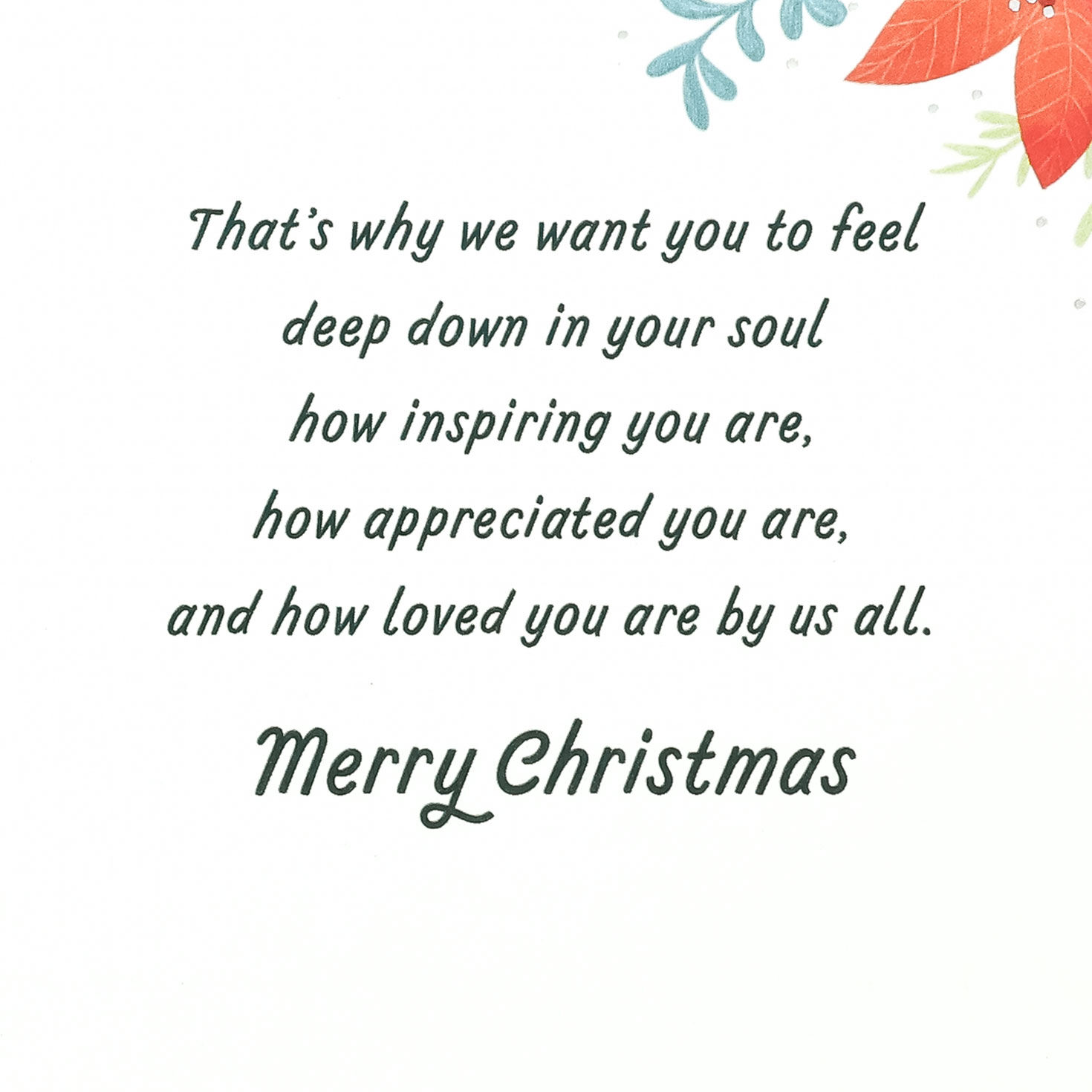 Pink Poinsettias on Emerald Green Christmas Card for Grandma Sentiment image number 3