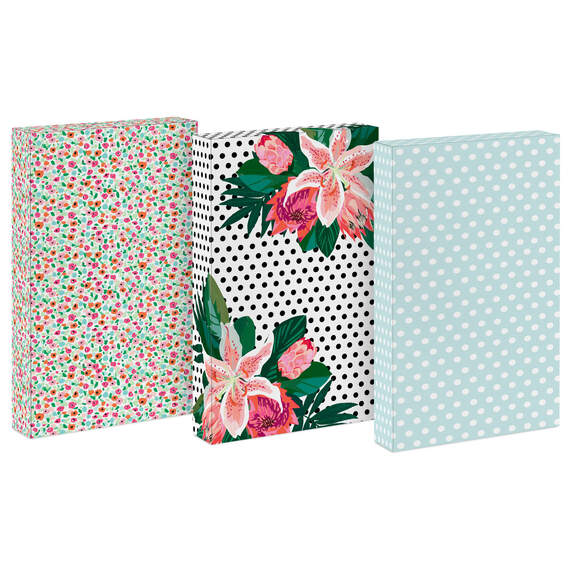 Floral and Polka Dots 3-Pack Medium Gift Boxes, , large image number 1