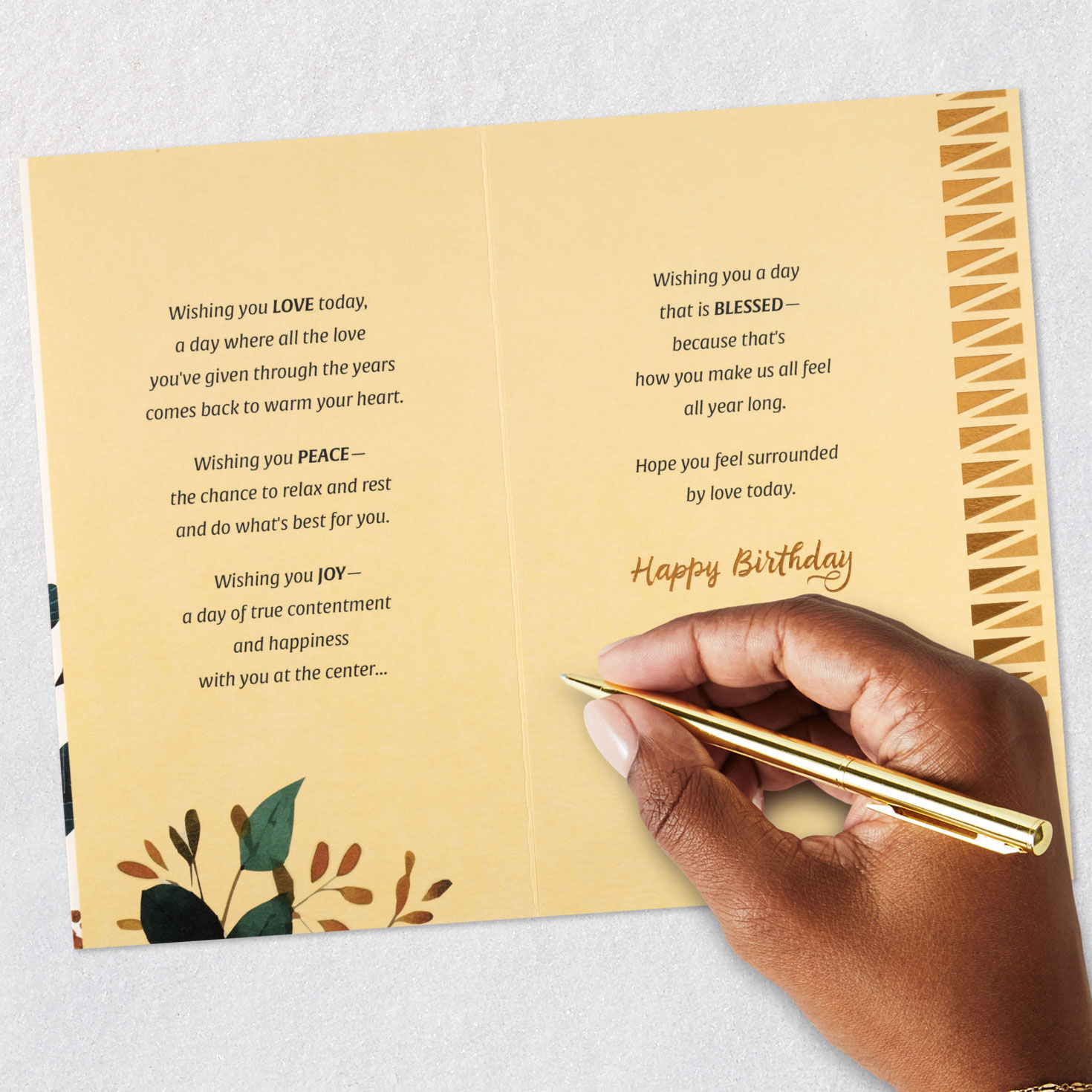 Watercolor Bronze, Cream Flowers Birthday Card for Mother Signing card image number 8