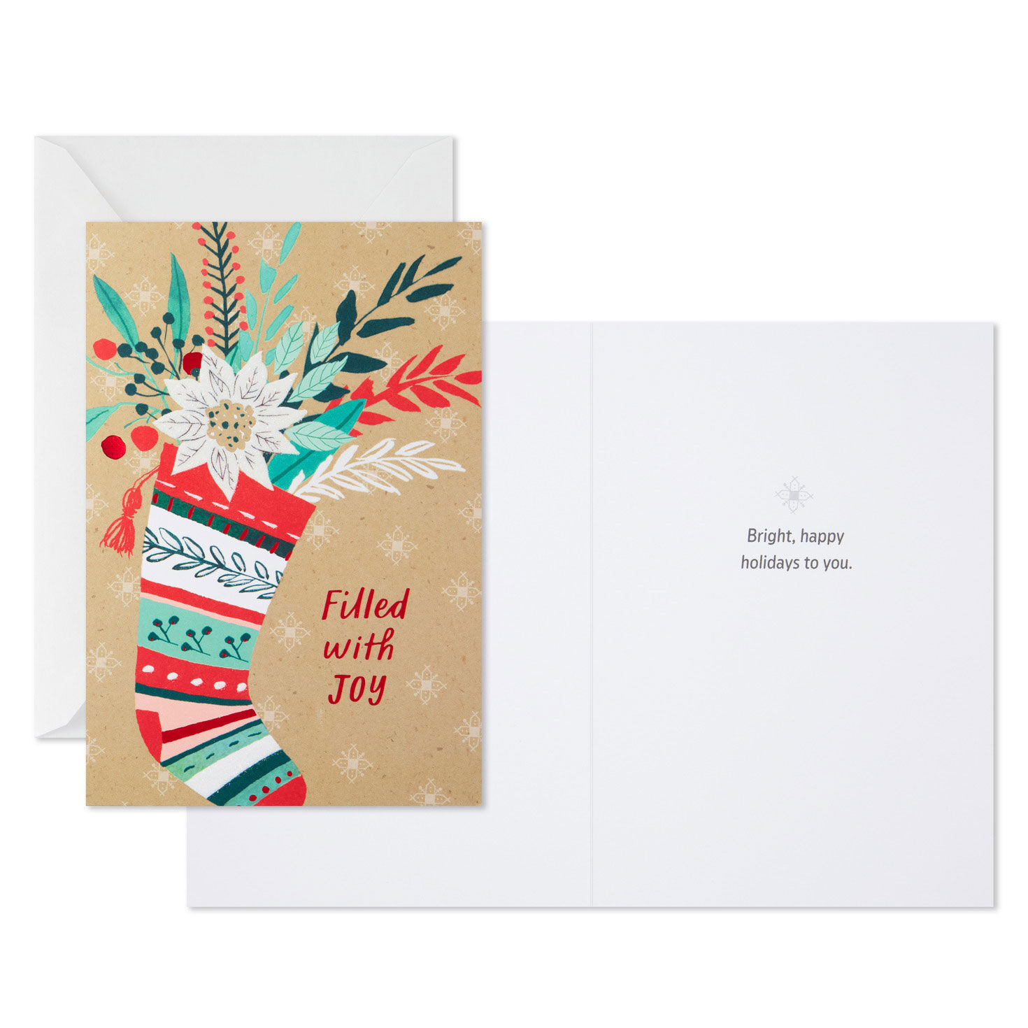 Floral Stocking Boxed Christmas Cards Card Front with Sentiment image number 3