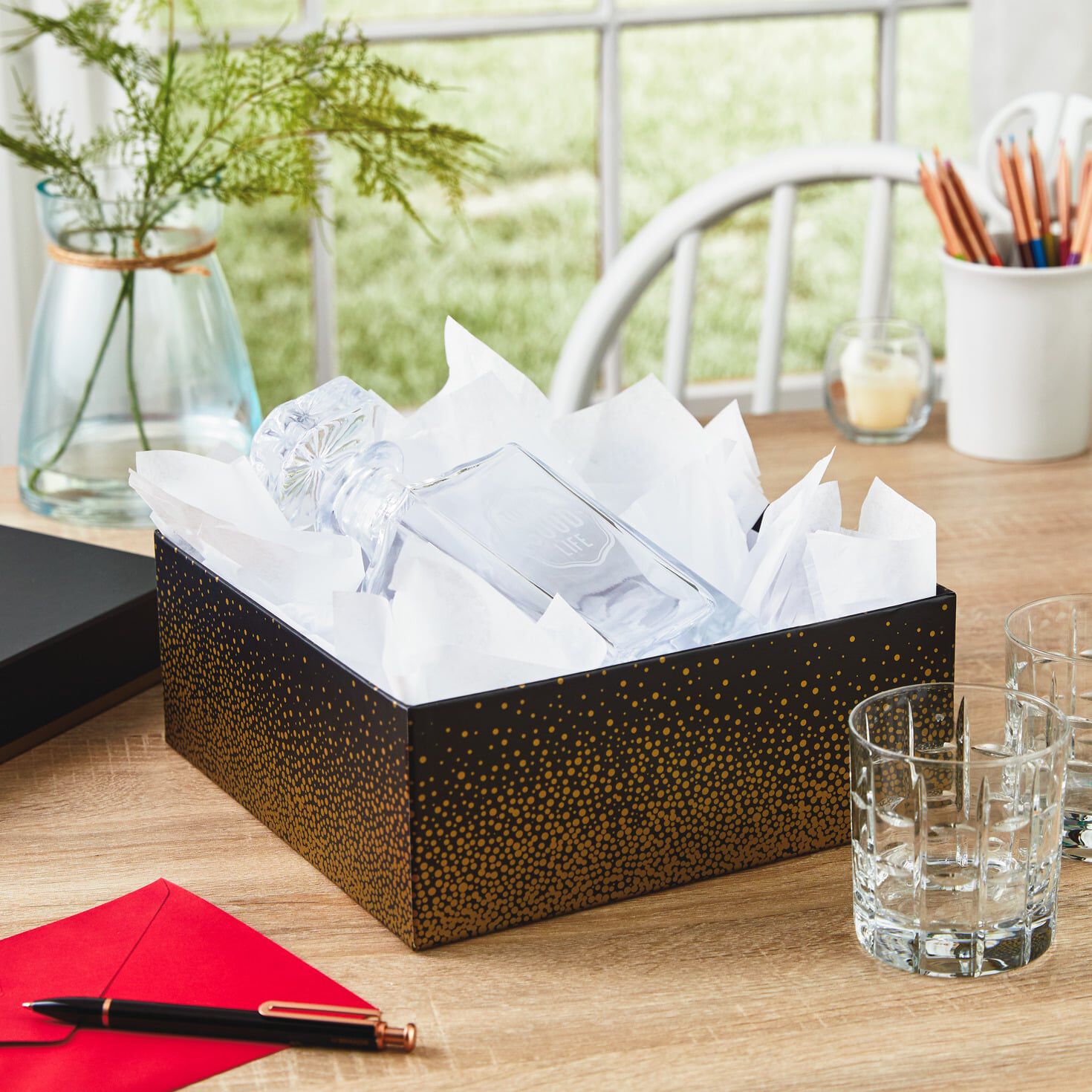 10" Square Champagne Bubbles on Black Gift Box for only USD 9.99 | Hallmark