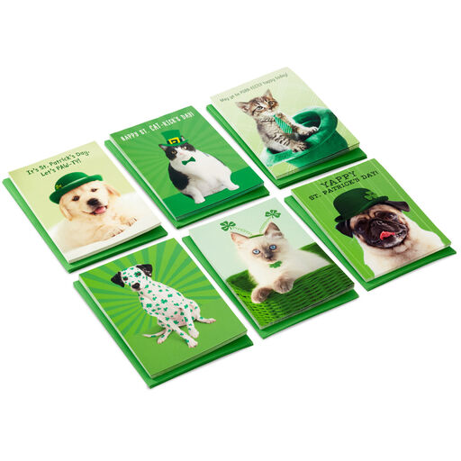 Festive Pets Assorted Blank St. Patrick's Day Note Cards, Pack of 36, 