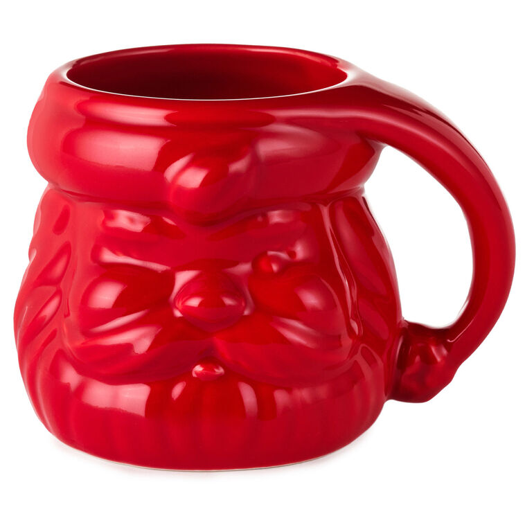 Red Sculpted Santa Mug, 8 oz.