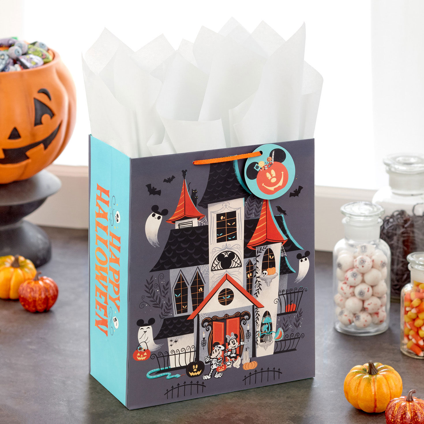 13" Disney Mickey and Minnie Haunted House Large Halloween Gift Bag for only USD 4.49 | Hallmark