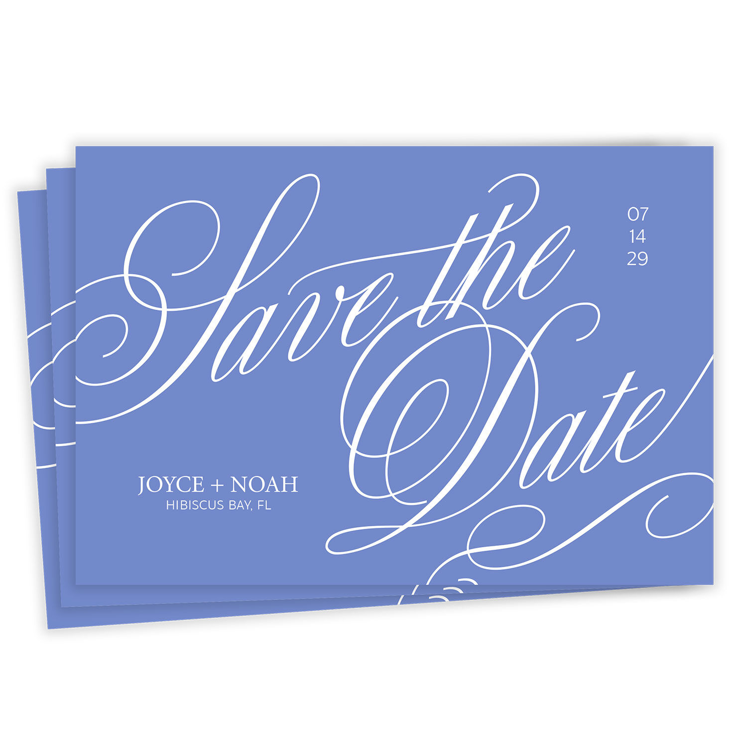 Elegant Blue Calligraphy Flat Wedding Save the Date