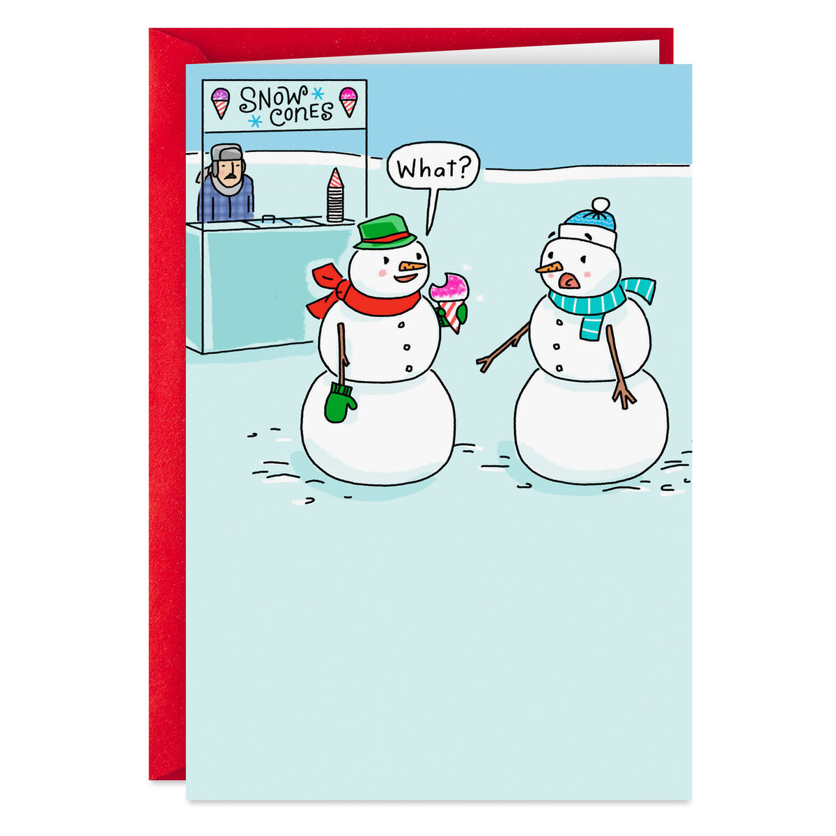 Snowman Eating a Snow Cone Funny Christmas Card Greeting Cards Hallmark