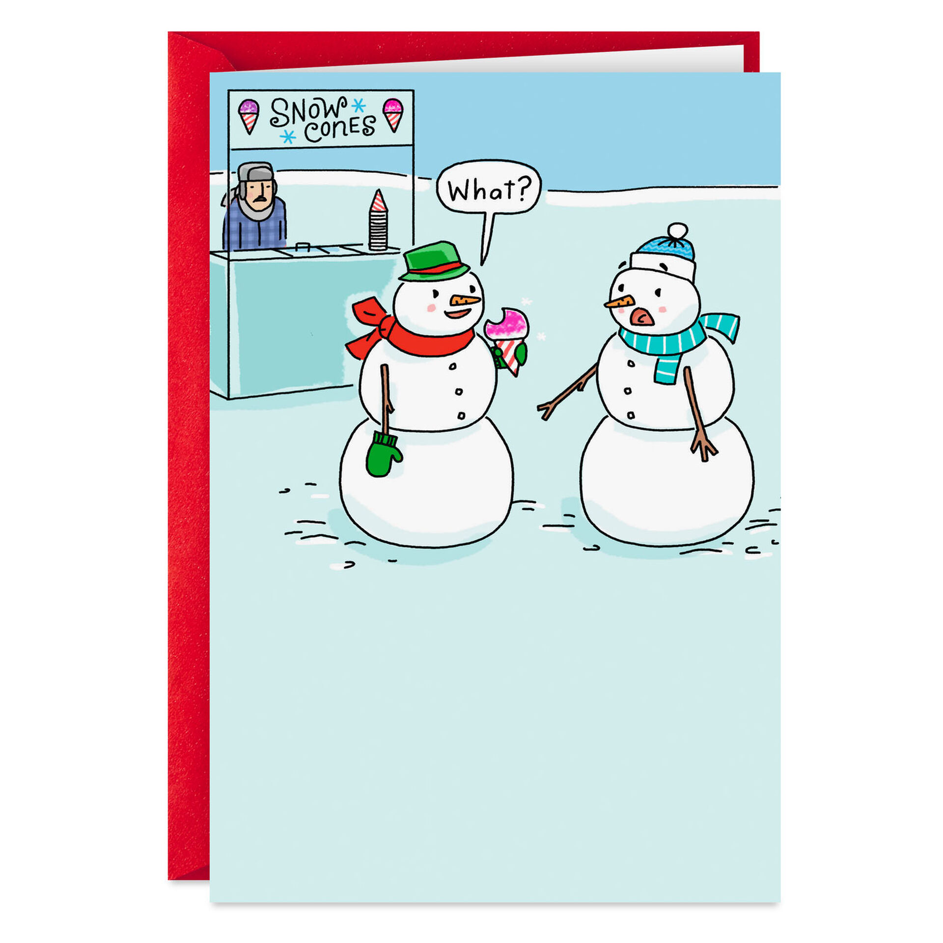 snowman-eating-a-snow-cone-funny-christmas-card-greeting-cards-hallmark