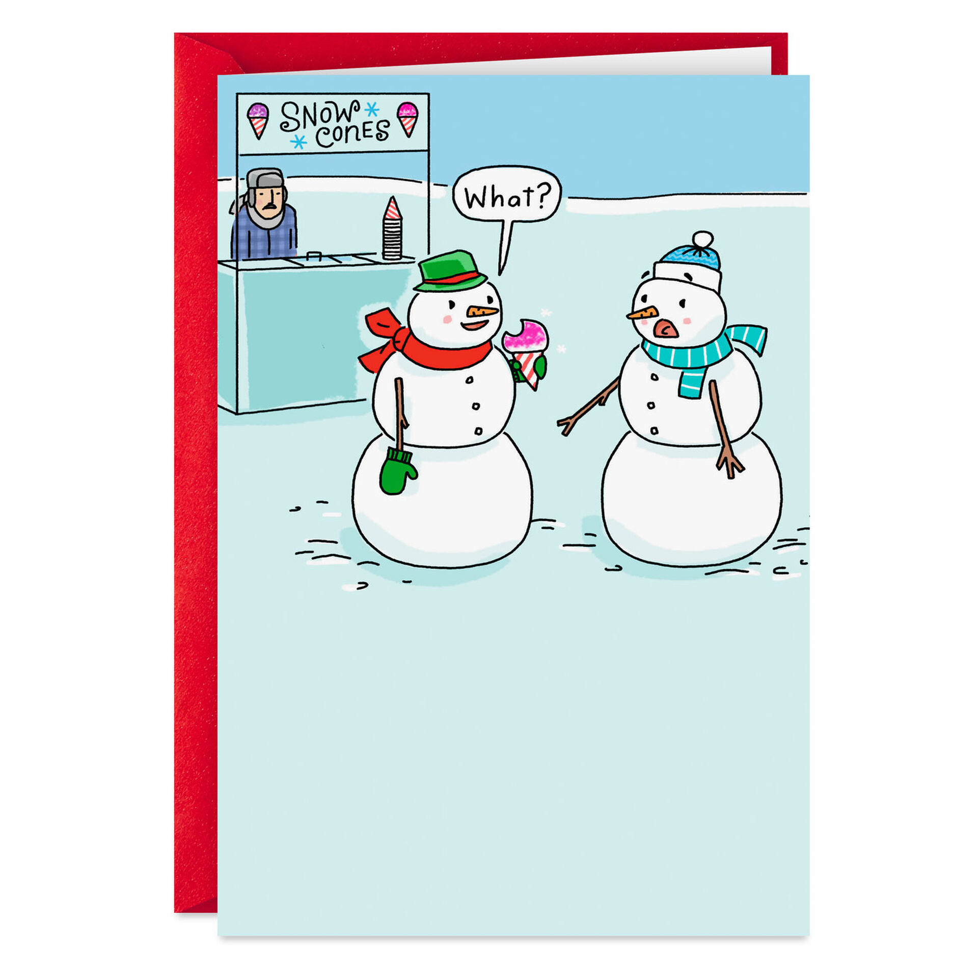 Snowman Eating a Snow Cone Funny Christmas Card Greeting Cards Hallmark