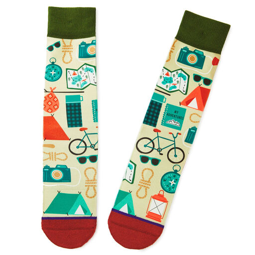 Camping Icons Toe of a Kind Novelty Crew Socks, 