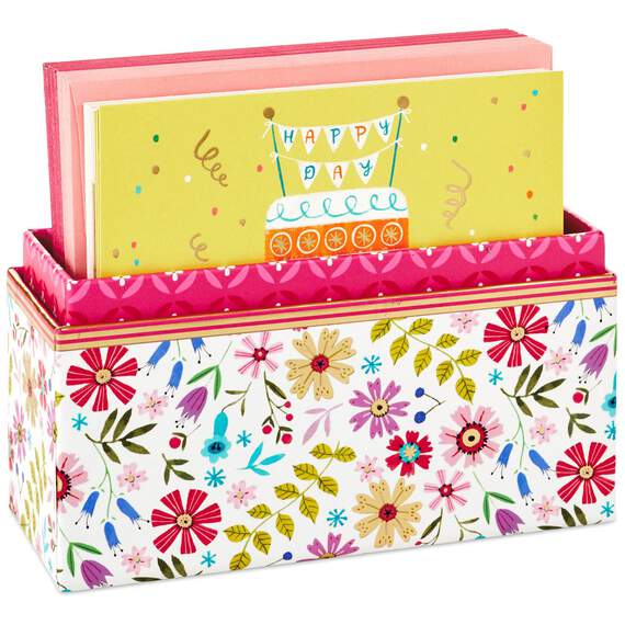 Whimsical Designs Assorted Note Cards With Caddy, Box of 30