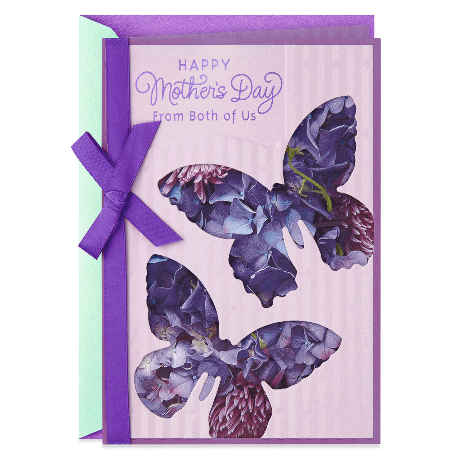 Birthday Wedding Mother's Day Purple Laser Cut Card with Butterflies 