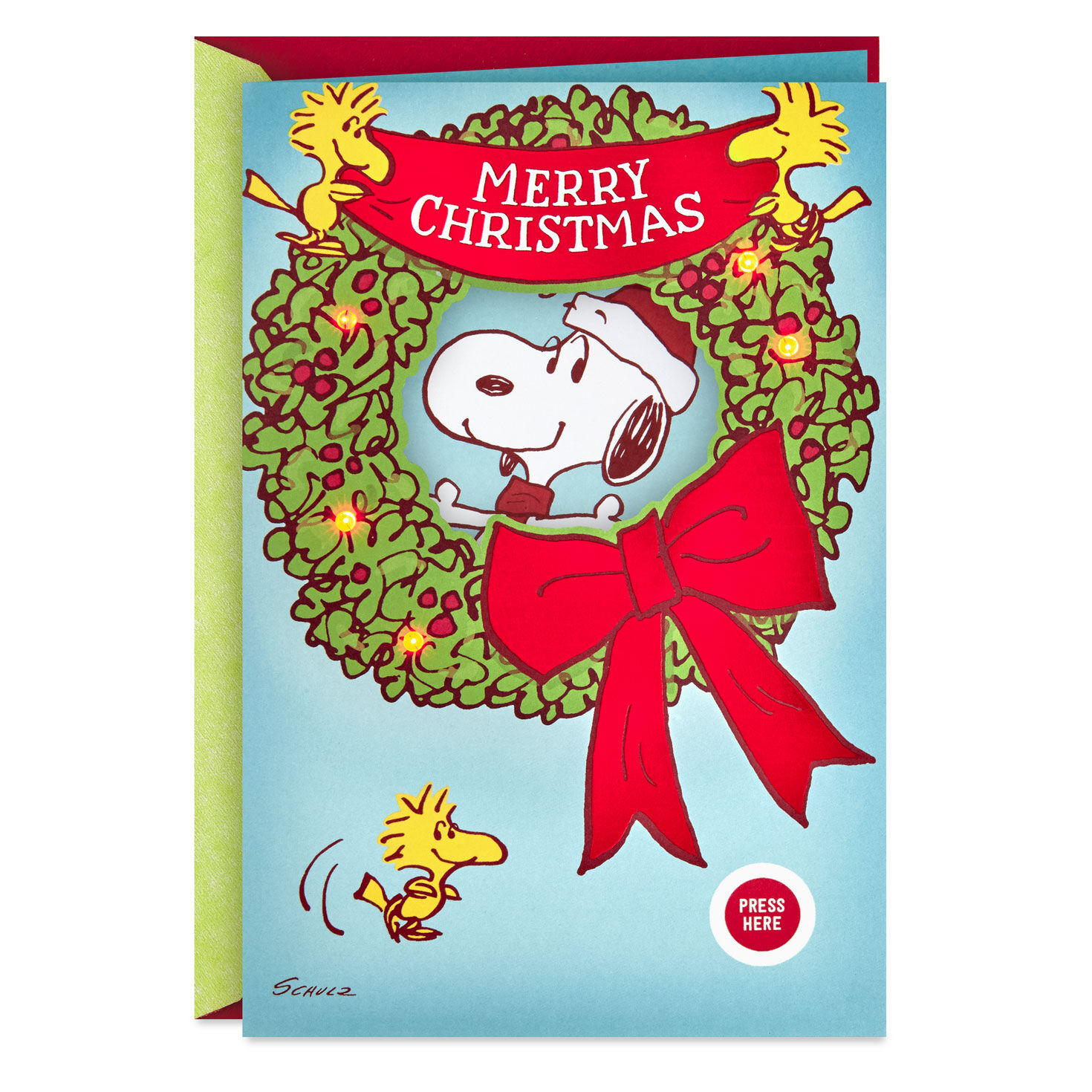 Peanuts® Snoopy and Woodstock Bright and Joyful Musical Christmas Card With Light
