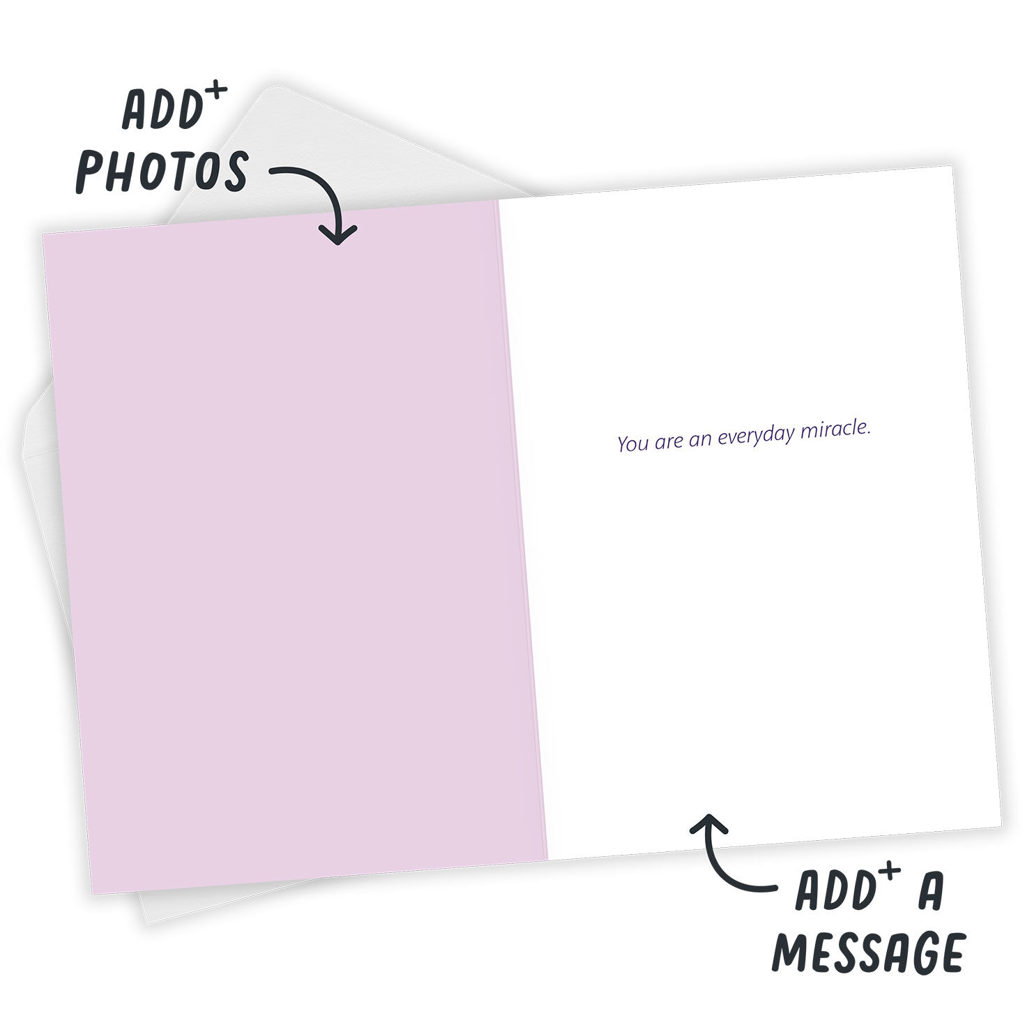 Purple Butterflies Personalized Mother's Day Card Open Card with Envelope indicating personalization image number 3