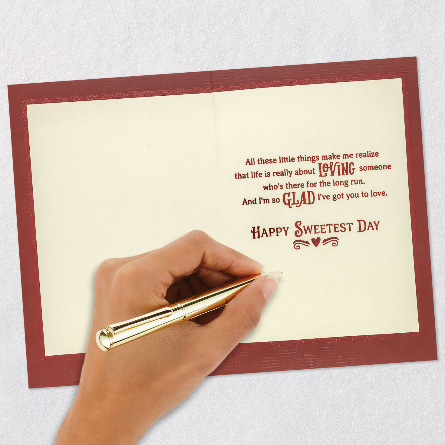 Red and Ivory Ornate Banner Sweetest Day Card for Husband Signing card image number 6