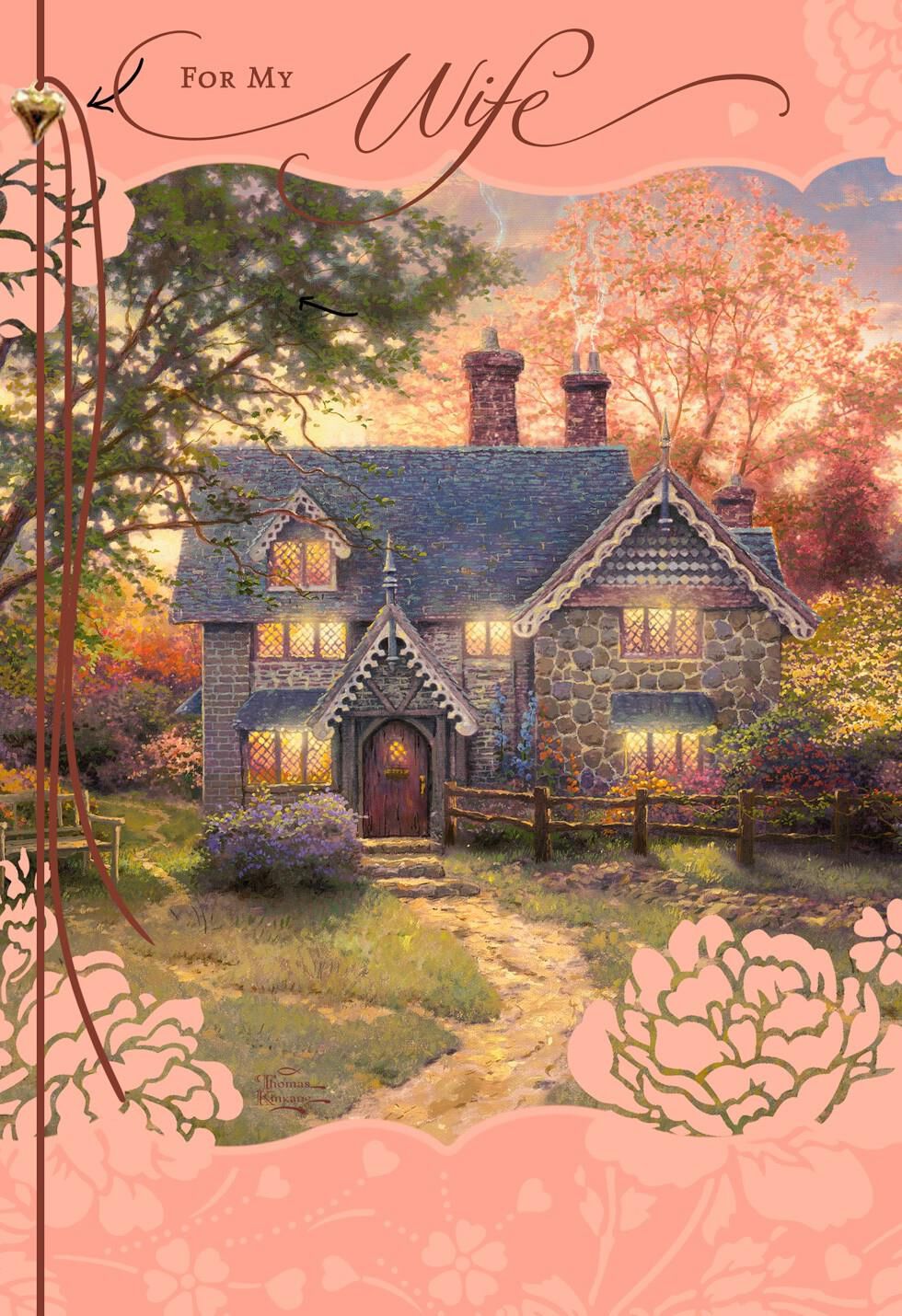 Thomas Kinkade Cottage for Wife Mother's Day Card