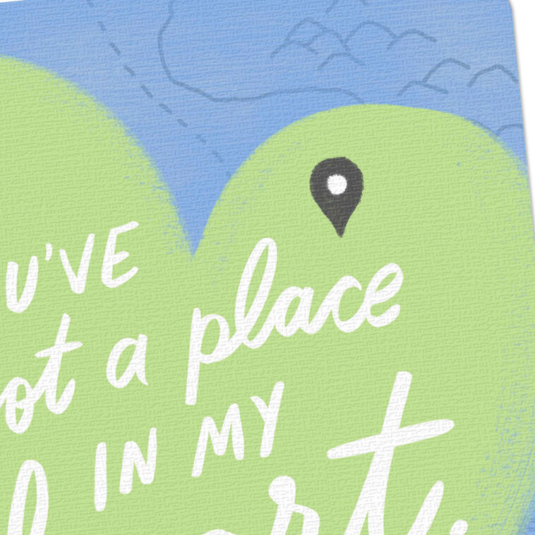 Green Heart on Map Romantic Love Card Card Front Detail image number 4