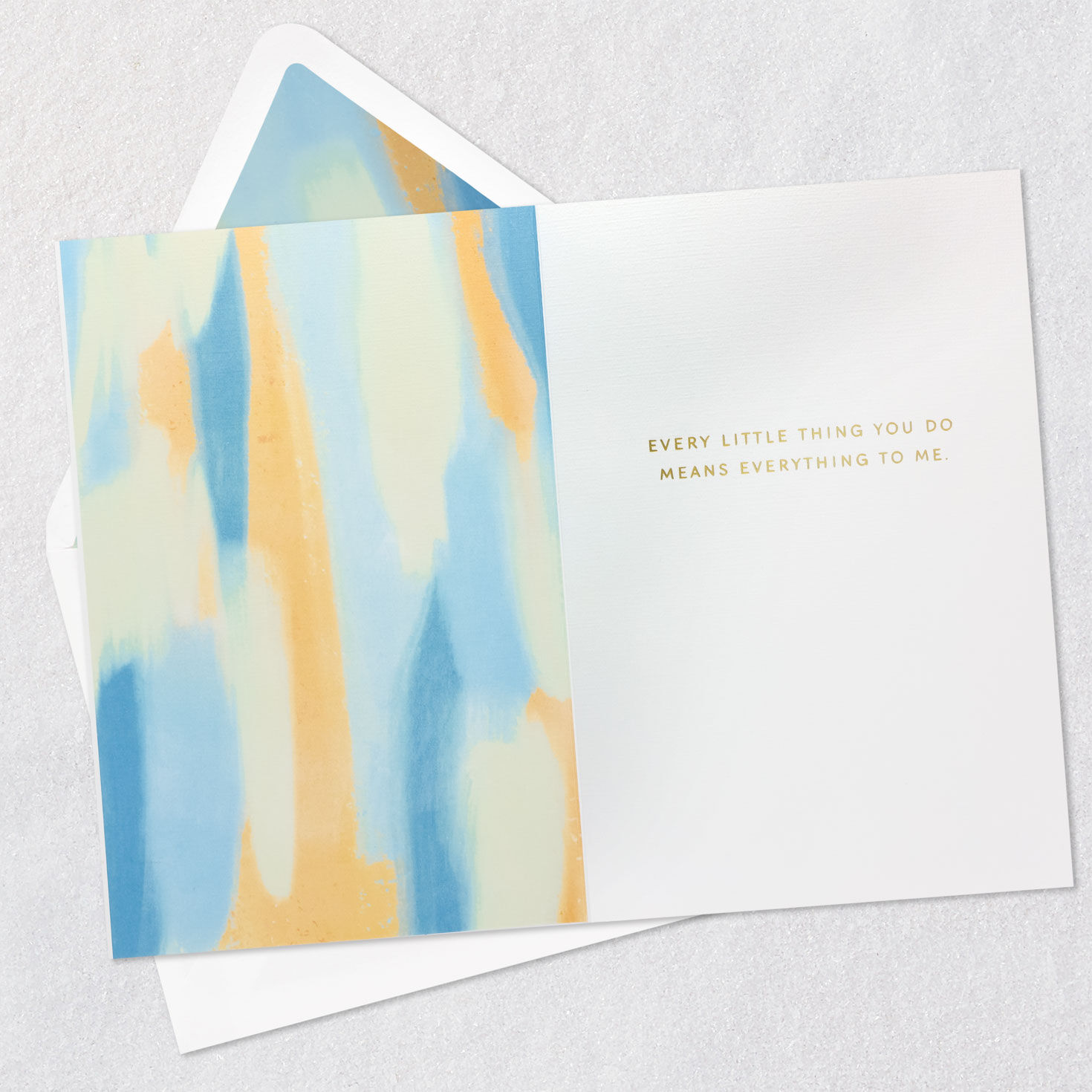 Modern Blue and Yellow Watercolor Love Card Open card with envelope image number 3