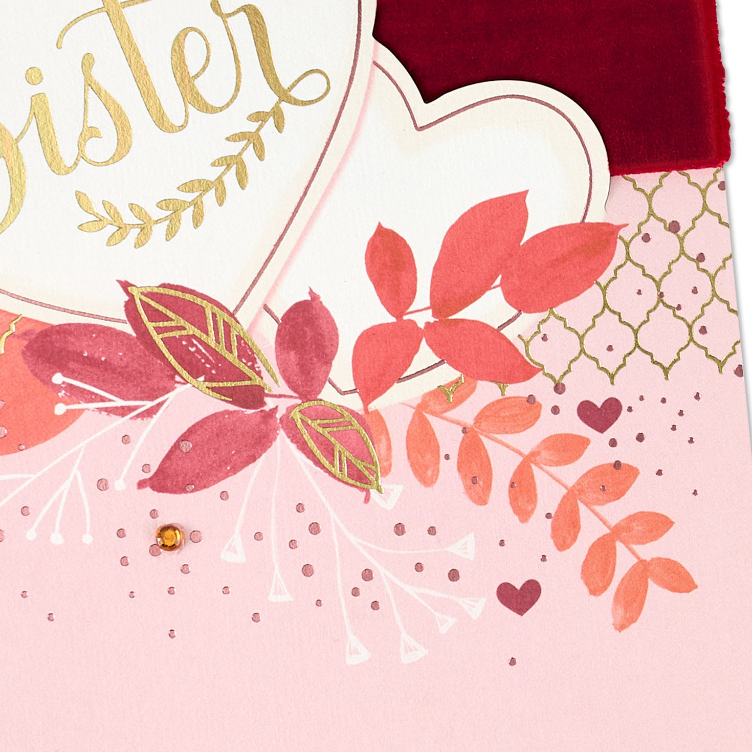 Hearts and Leaves Sister Valentine's Day Card Card Front Detail image number 6