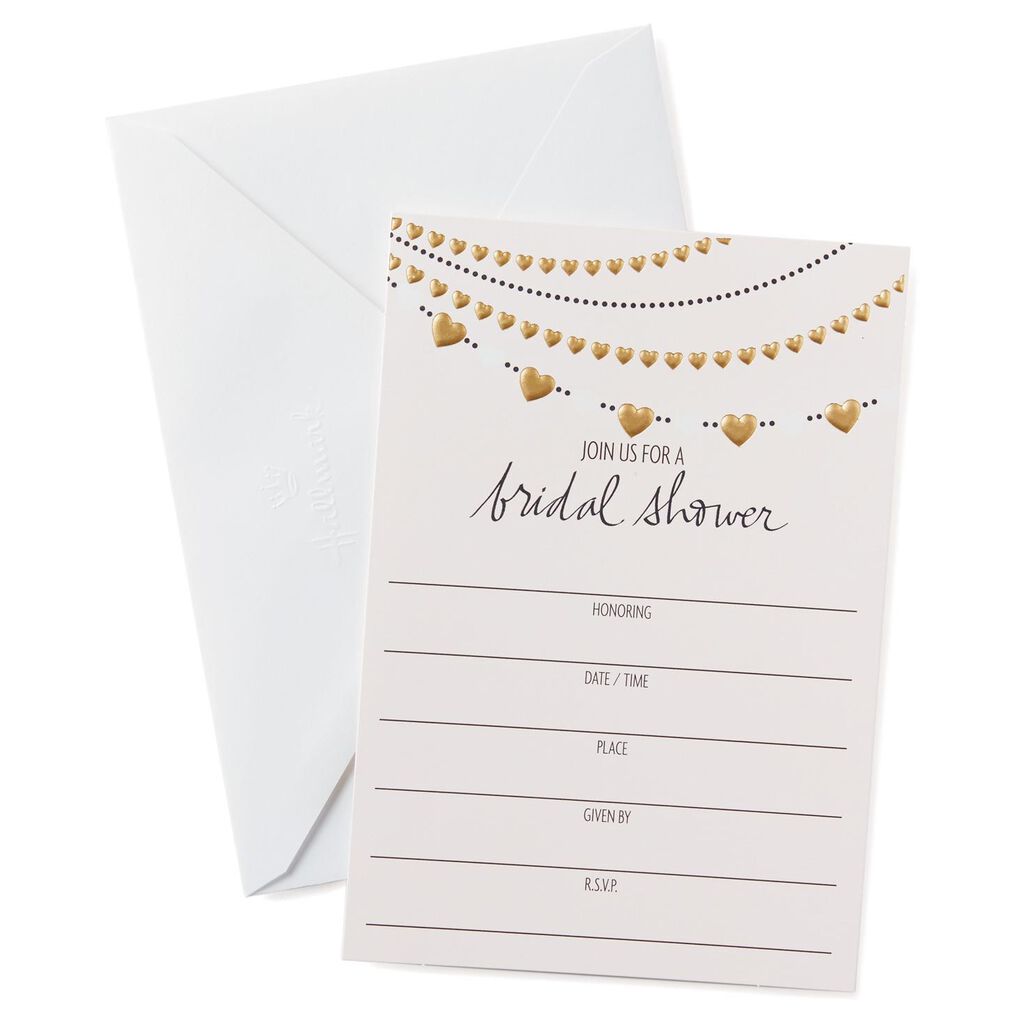 Heart Garland Bridal Shower Invitations Pack Of 10 Heart Garland Bridal Shower Invitations Pack Of 10