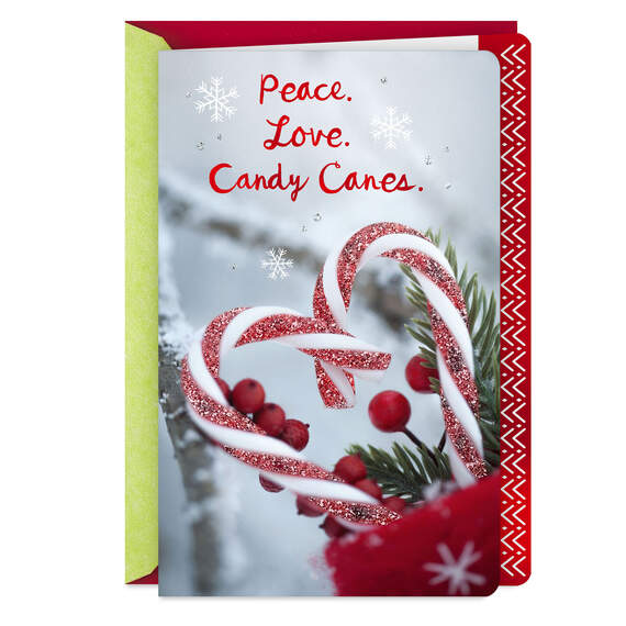 Peace, Love, Candy Canes Christmas Card, , large image number 1