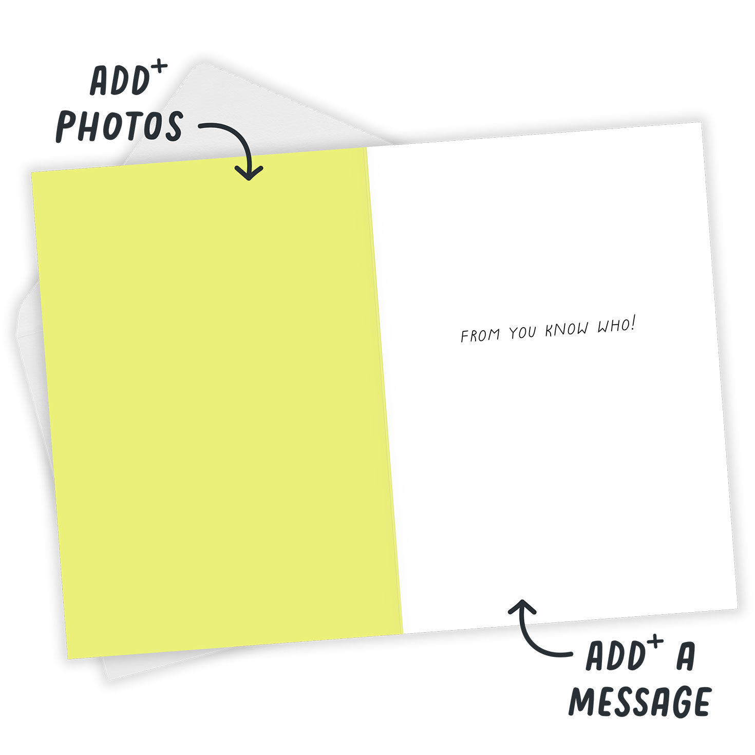 Grinch Photo in Box Personalized Christmas Card Open Card with Envelope indicating personalization image number 4