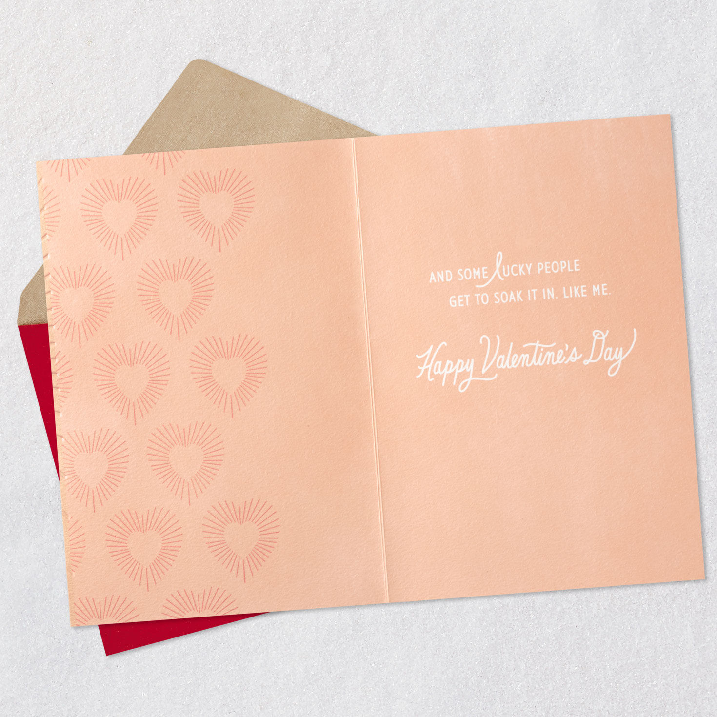 Heart Rays Valentine's Day Card Open card with envelope image number 3