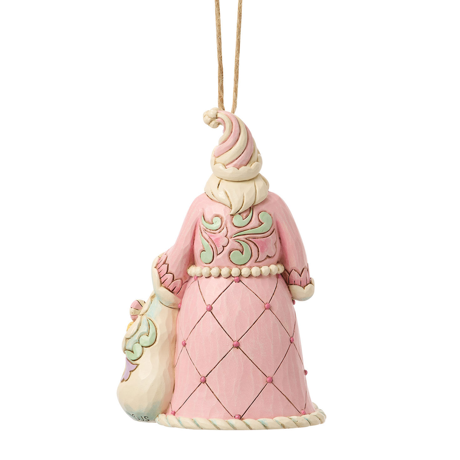 Pink and Green Santa With Candy Jim Shore Ornament Back image number 2
