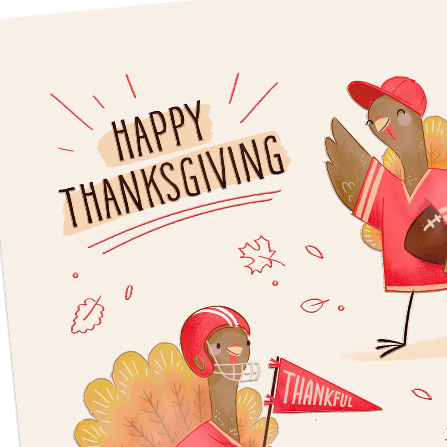 Turkey Football Team Thanksgiving Card Card Front Detail image number 4
