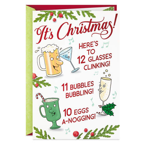 Twelve Days of Drinks Funny Christmas Card, , large