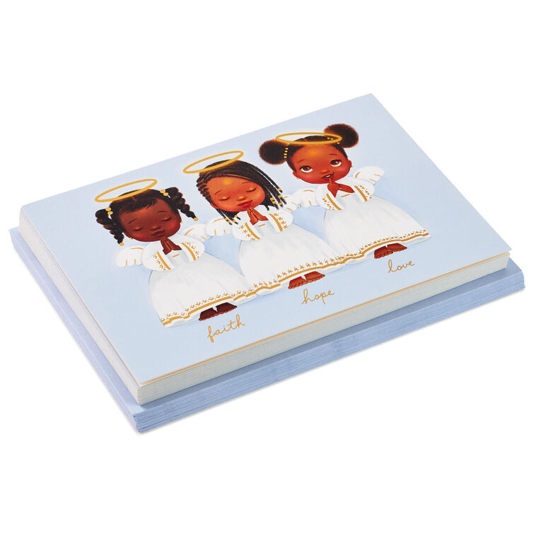 Three Little Angels Boxed Christmas Cards, Pack of 16