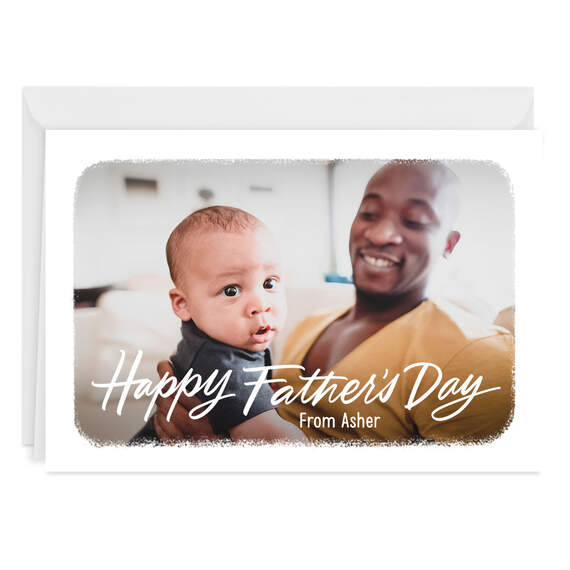 White Frame Horizontal Folded Father's Day Photo Card, , large image number 1
