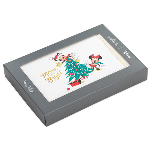Disney Mickey Mouse and Disney Minnie Mouse Merry and Bright Boxed Christmas Cards, Pack of 16, 
