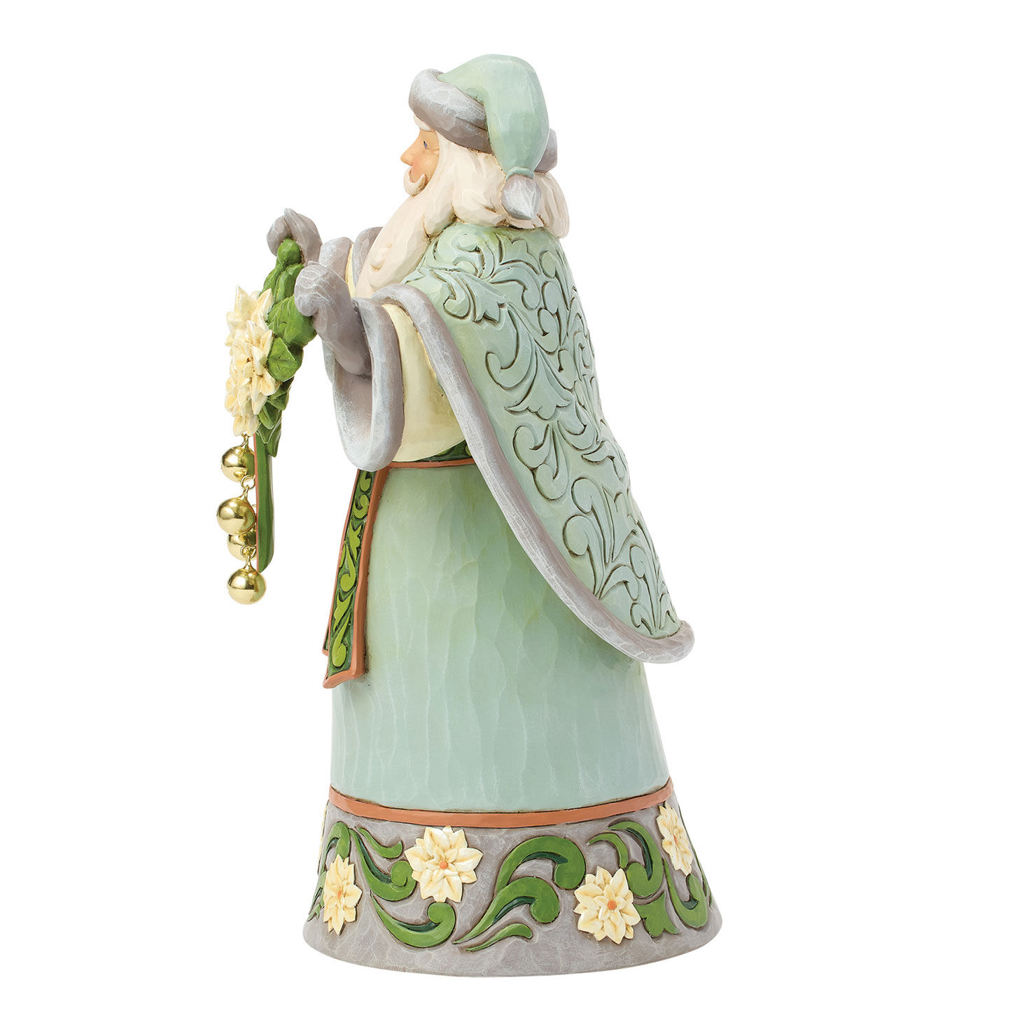Santa in Green With Flower Garland Jim Shore Statue side image number 3