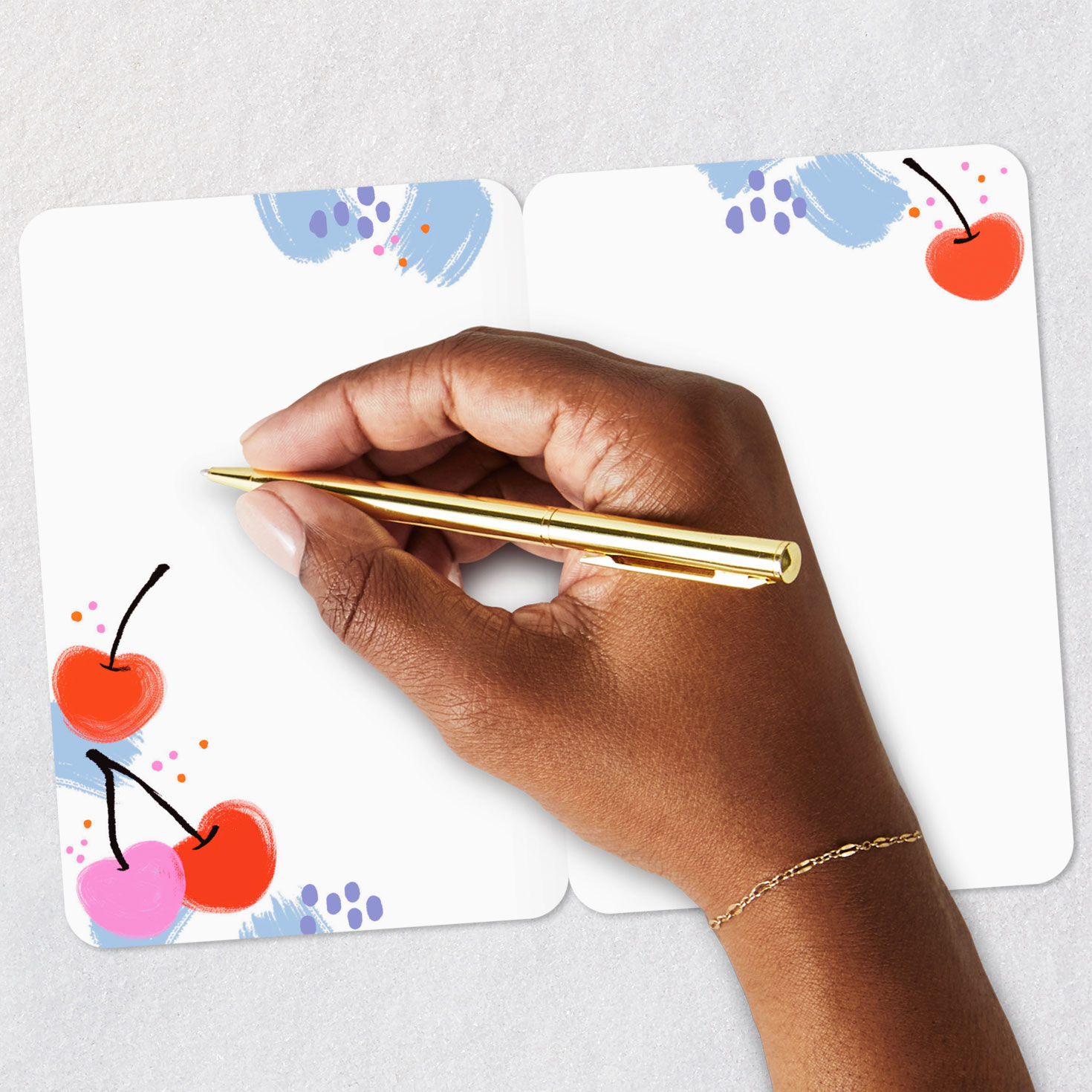 Cherries on Blue Blank Love Card Signing card image number 5