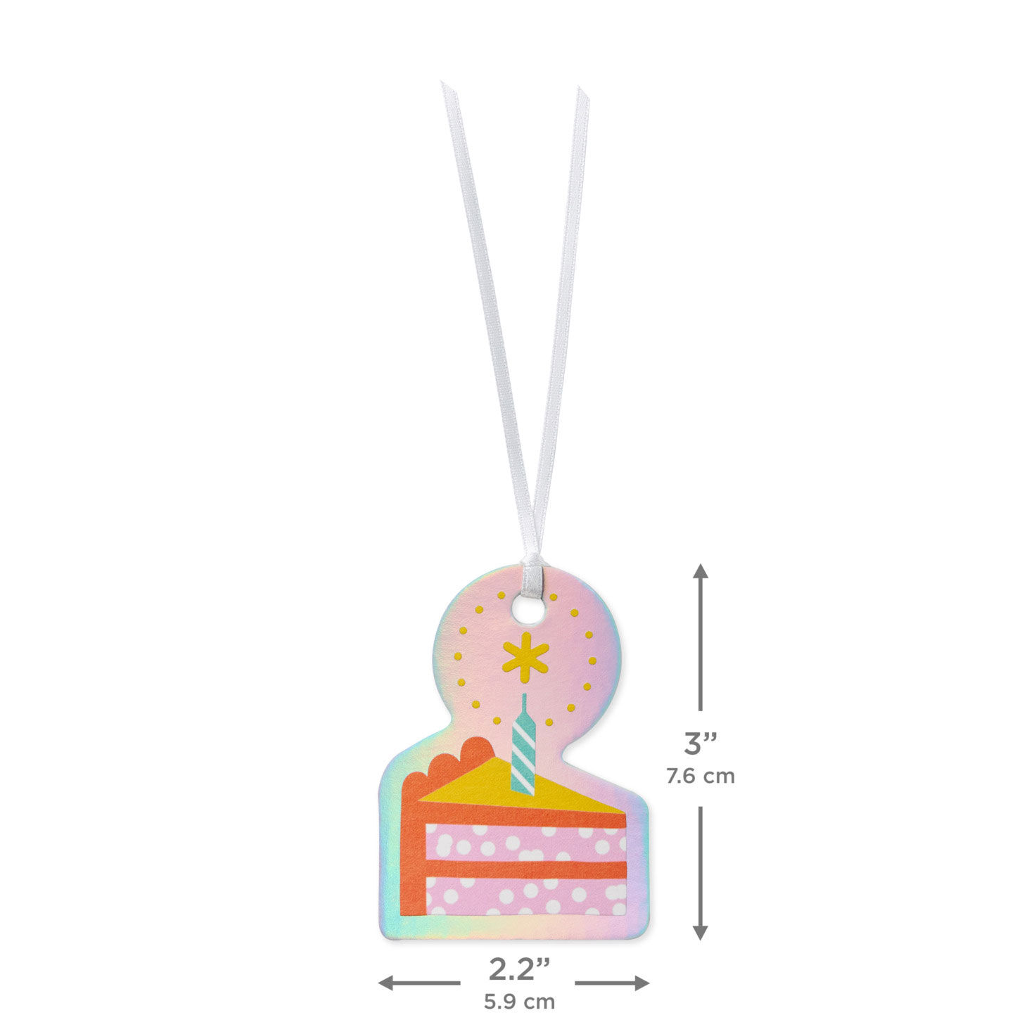 Slice of Cake With Candle Die-Cut Gift Tag measurement image number 3