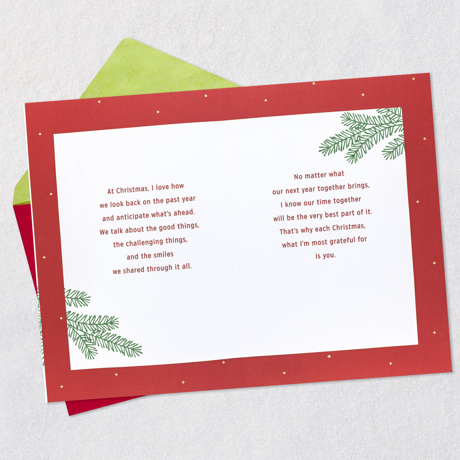 Elegant Ornaments Romantic Christmas Card for Her Open card with envelope image number 4