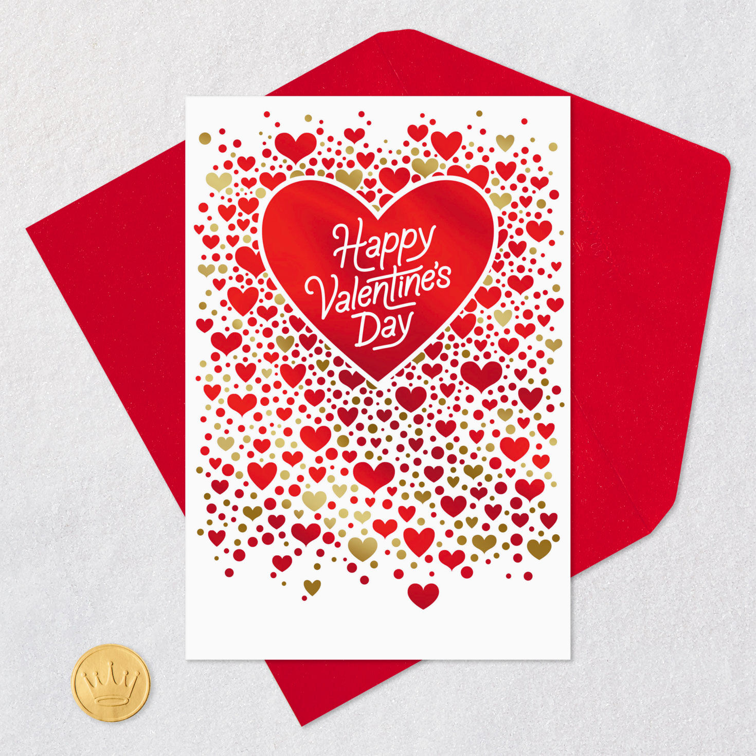 Wishing You Happiness Valentine's Day Card Card Front with Envelope and Gold Seal image number 5