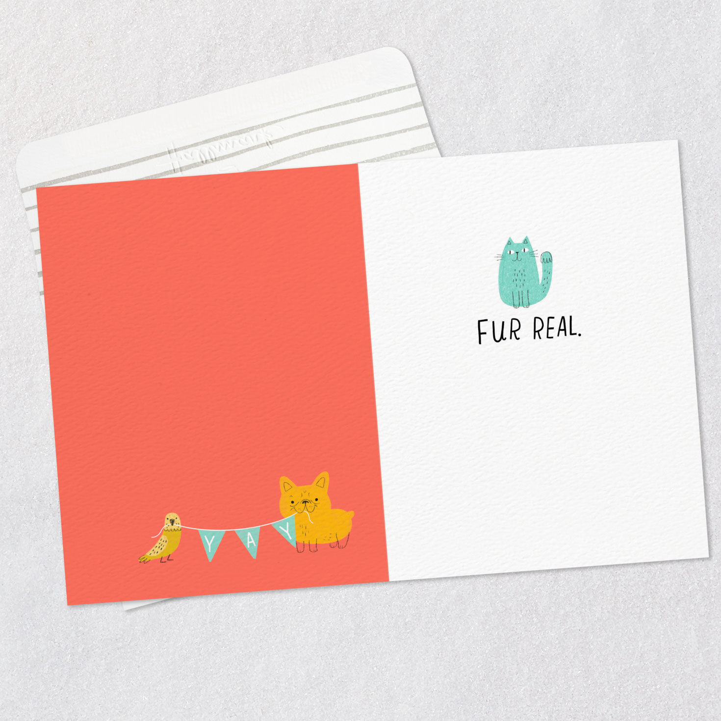 Cute Dogs, Cats, Bird, Fish, Rabbit Card for Pet Dad Open card with envelope image number 3
