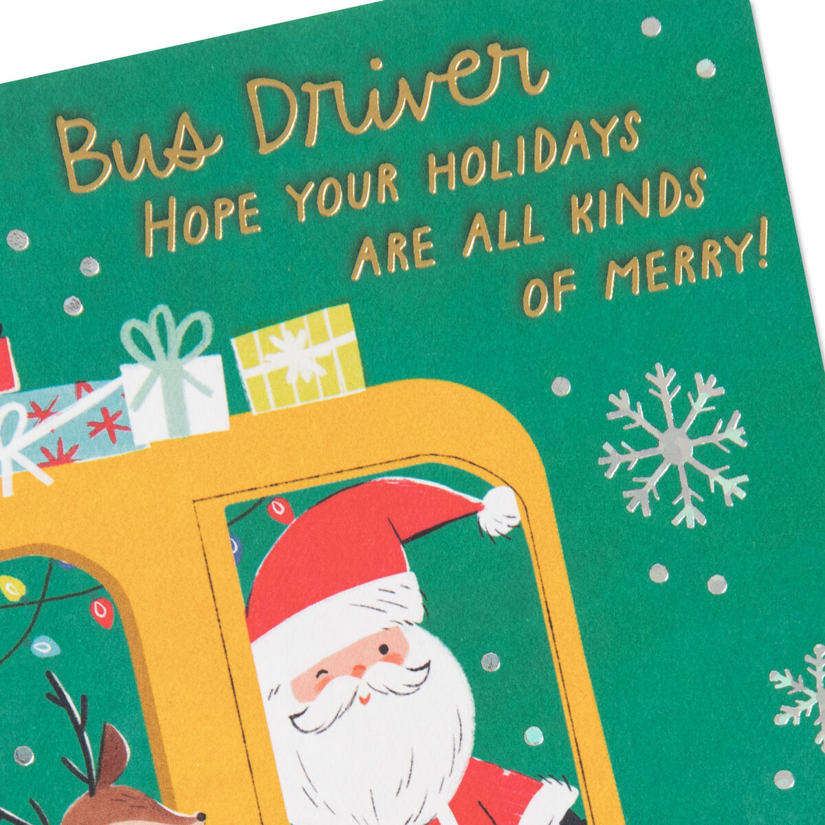 Santa in Bus Merry Thanks Christmas Card for Bus Driver - Greeting 