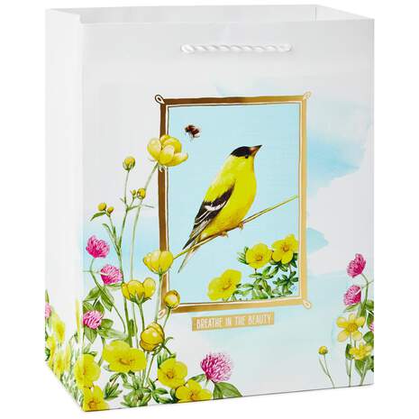 Marjolein Bastin Goldfinch and Flowers Medium Gift Bag, 9.5", , large